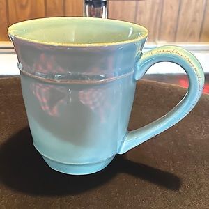 4 Pottery Barn Turquoise blue Cambria mugs excellent condition.